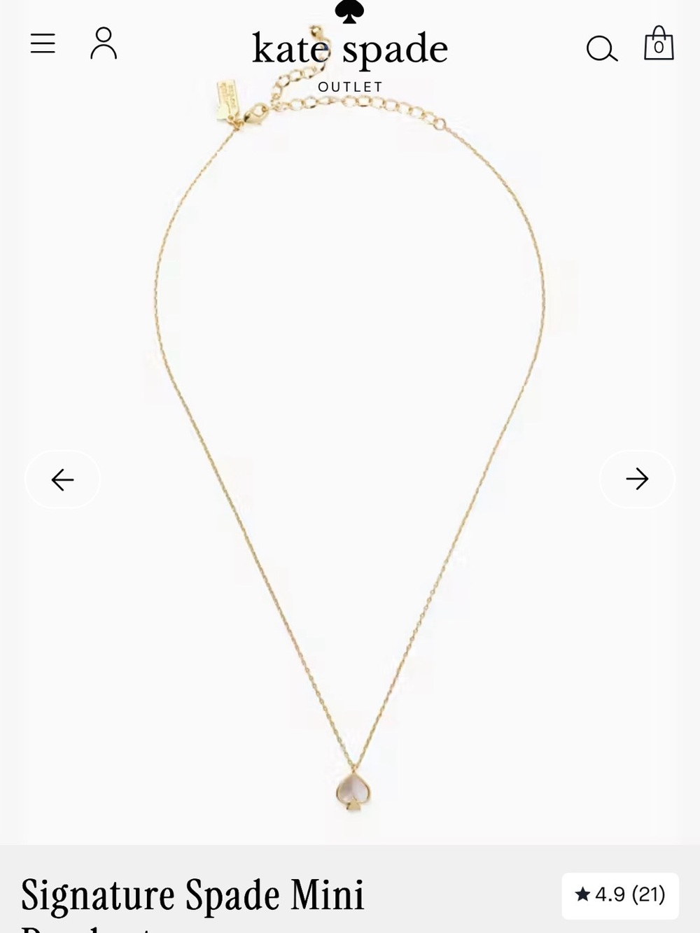 Kate Spade - Signature Spade Mini Pendant Necklace